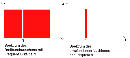 Darstellung der Spektren des anregenden Breitbandsignals und des empfundenen Nachtones